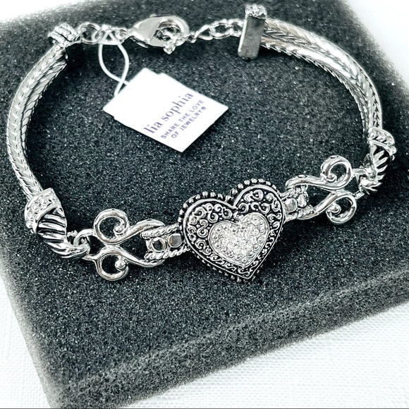 Lia Sophia Jewelry - LIA SOPHIA Bracelet LOVE DUST silver chain heart 7.5-8.5 fashion jewelry NEW